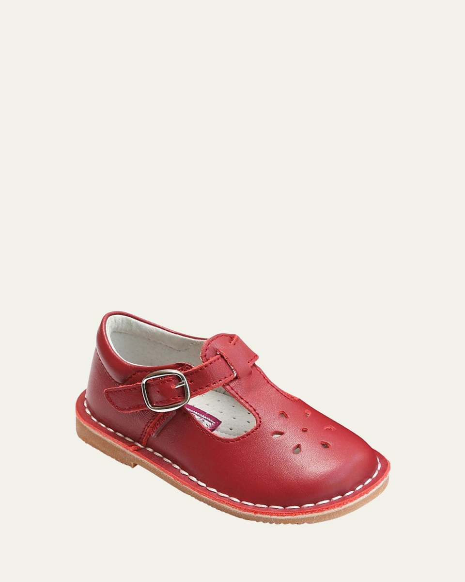 Girl's Joy Leather Cutout T-Strap Mary Jane, Baby/Toddler/Kids